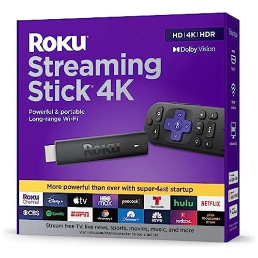 Roku Streaming Stick 4K | Portable  Streaming Device 4K/Hdr/Dolby Vision,  Voice Remote, Free & Live TV